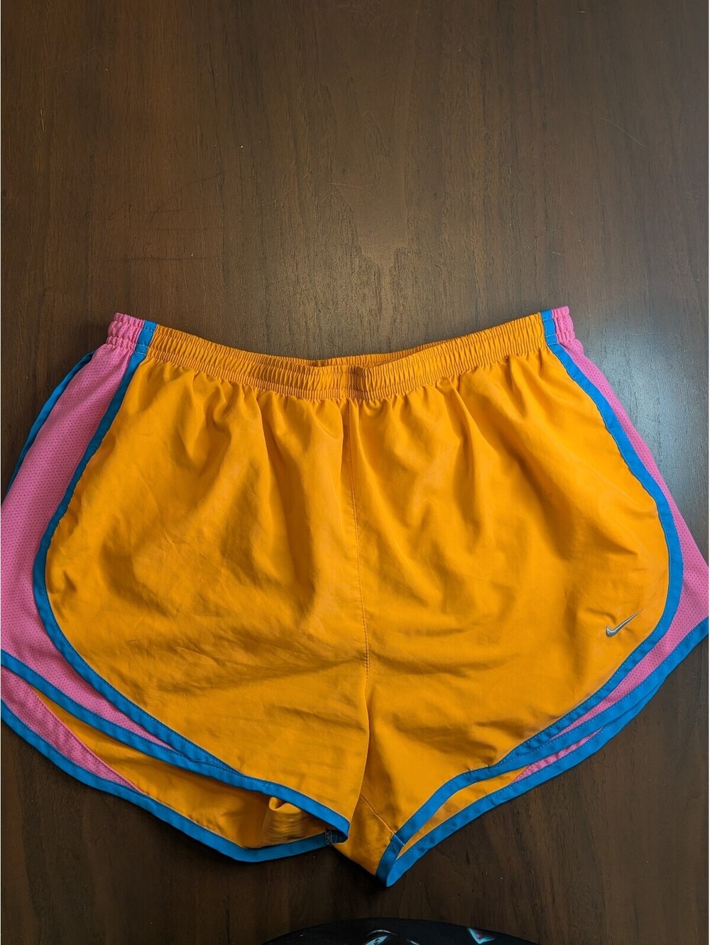 Nike Dri-FIT Women's Running Shorts Size M Orange Pink Blue Trim